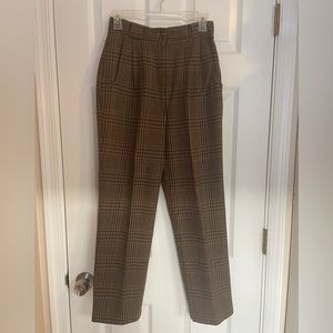 Savannah Petites high-waisted pleated trousers brown plaid size 4P